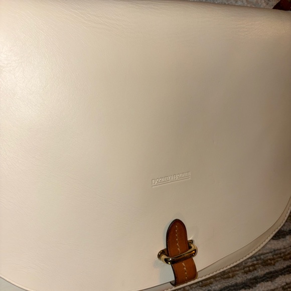 Dooney And Bourke Alto Cream Leather Saddle Crossbody Bag